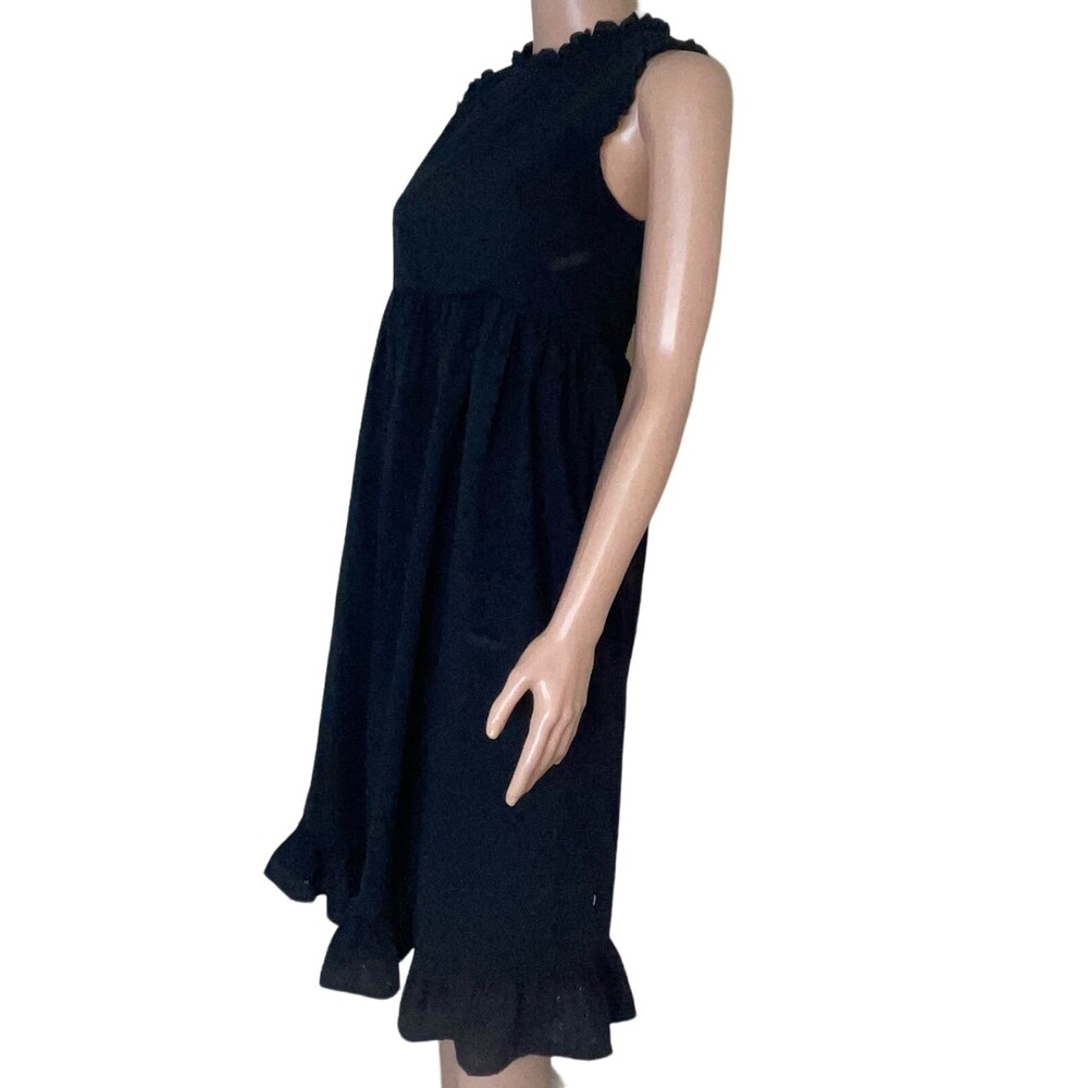 LuLus Be My Sweetie Black Eyelet Lace Babydoll Midi Dress SZ XS ruffle neck - Picture 3 of 11